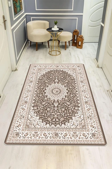 Klasik Desen Dijital Baskı Kaymaz Taban Halı H1057 Renkli 100 X 200 ürün görseli 1