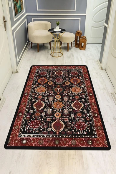 Vintage Desen Dijital Baskı Kaymaz Taban Halı H1049 Renkli 80 X 300 ürün görseli 1
