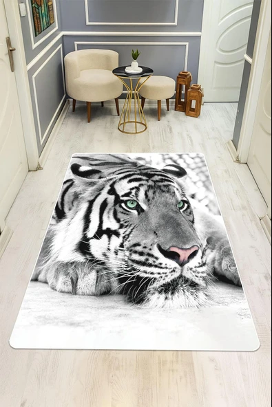 Kaplan Desenli Dijital Baskı Kaymaz Taban Halı H0140 Renkli 120 X 180 ürün görseli 1
