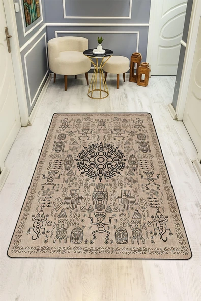 Modern Desenli Dijital Baskı Kaymaz Taban Halı H1091 Renkli 160 X 230 ürün görseli 1