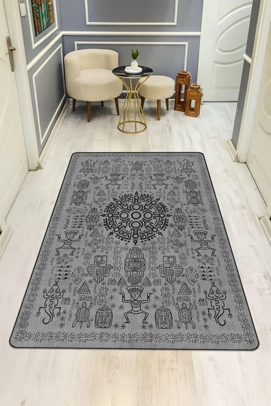 Modern Desenli Dijital Baskı Kaymaz Taban Halı H1092 Renkli 100 X 200 ürün görseli 1