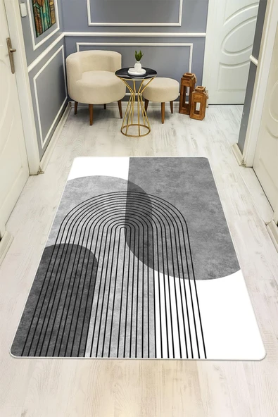 MODERN Desenli Süngerli Kaymaz Dot Taban Dijital Baskı Halı H0824 RENKLİ 140 X 200 ürün görseli 1