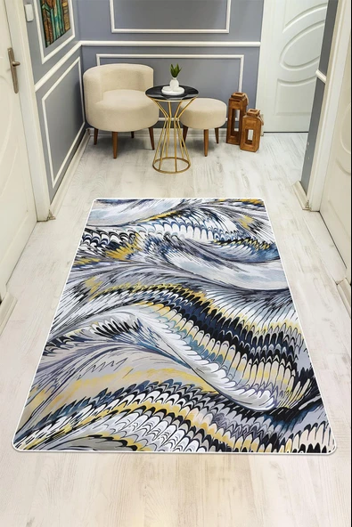 Modern Desenli Dijital Baskı Kaymaz Taban Halı H0220 Renkli 120 X 180 ürün görseli 1