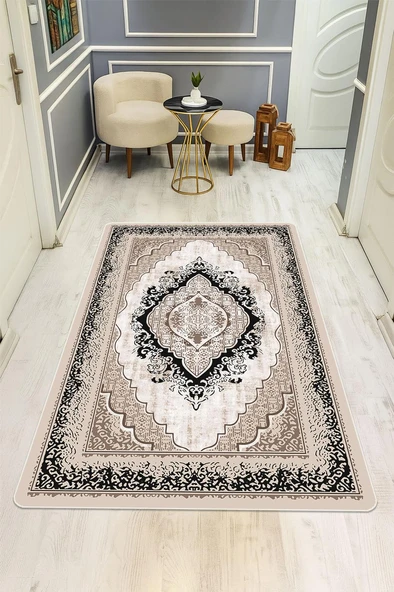 Klasik Desen Dijital Baskı Kaymaz Taban Halı H1101 Renkli 80 X 150 ürün görseli 1