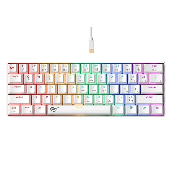 Havit Gamenote KB903L %60 Mekanik Blended Aydınlatma Oyuncu Klavyesi - 61 Tuş - Beyaz ürün görseli 1