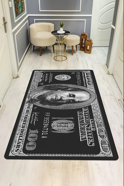 Modern Dolar Desen Dijital Baskı Kaymaz Taban Halı H0169 Renkli 100 X 200 ürün görseli 1