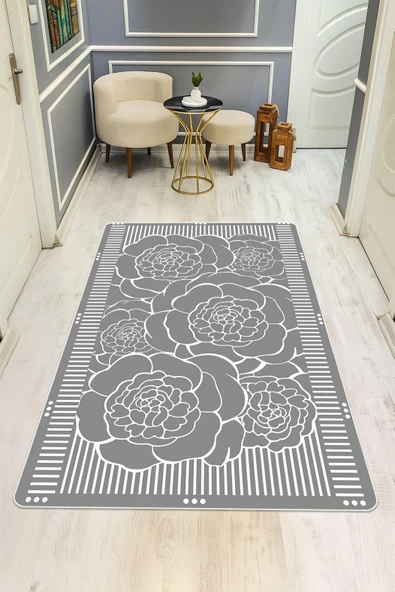 Modern Desenli Dijital Baskı Kaymaz Taban Halı H1102 Renkli 80 X 200 ürün görseli 1