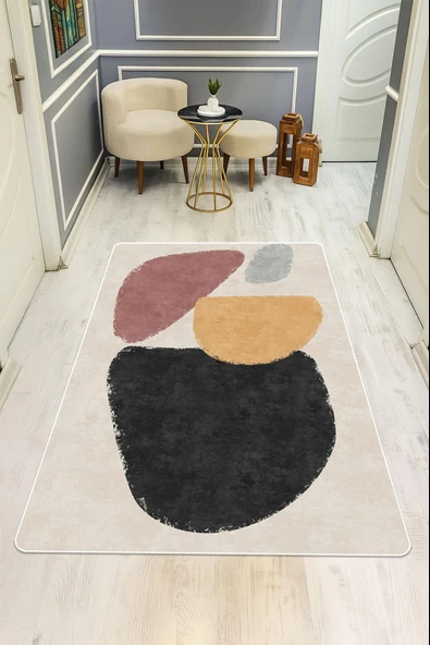 Modern Desenli Dijital Baskı Kaymaz Taban Halı H0292 Renkli 120 X 180 ürün görseli 1