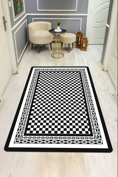 Modern Damalı Desen Dijital Baskı Kaymaz Taban Halı H0147 Renkli 160 X 230 ürün görseli 1