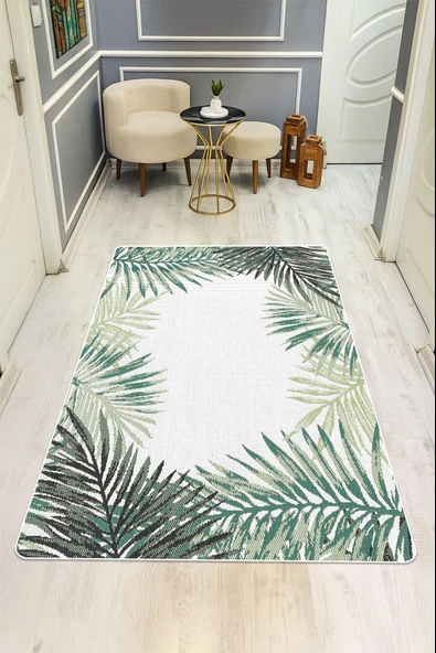 Modern Yaprak Desenli Dijital Baskı Kaymaz Taban Halı H0285 Renkli 200 X 300 ürün görseli 1