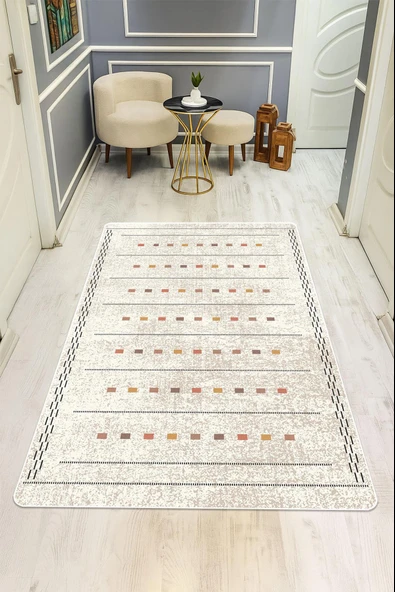 Modern Desenli Dijital Baskı Kaymaz Taban Halı H0271 Renkli 80 X 200 ürün görseli 1