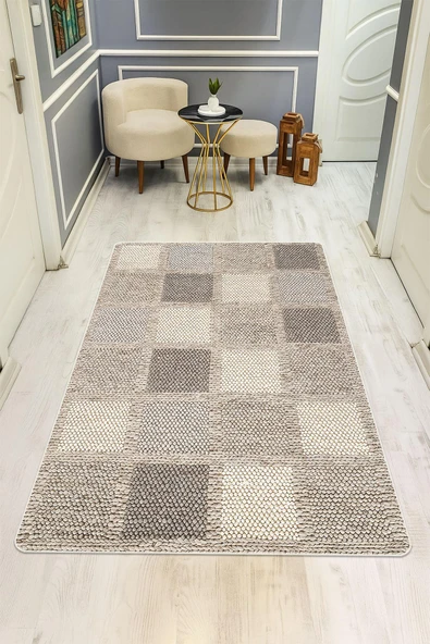 Parlak Kadife Kumaş Dijital Baskı Modern Desenli Dot Kaymaz Tabanlı Halı H1073 RENKLİ 160 X 230 ürün görseli 1