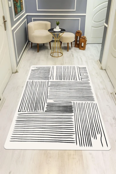 Modern Desenli Dijital Baskı Kaymaz Taban Halı H1086 Renkli 140 X 200 ürün görseli 1