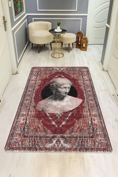 Modern Desenli Dijital Baskı Kaymaz Taban Halı H1081 Renkli 100 X 300 ürün görseli 1