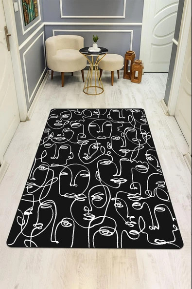 Modern Desenli Dijital Baskı Kaymaz Taban Halı H1125 Renkli 80 X 200 ürün görseli 1