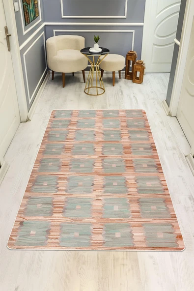 Modern Desenli Dijital Baskı Kaymaz Taban Halı H1082 Renkli 100 X 200 ürün görseli 1