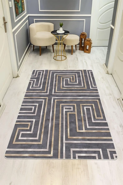 Modern Desenli Dijital Baskı Kaymaz Taban Halı H1030 Renkli 80 X 200 ürün görseli 1