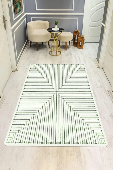 Modern Desenli Dijital Baskı Kaymaz Taban Halı H1089 Renkli 80 X 200 ürün görseli 1
