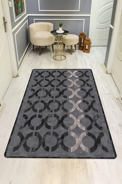 Modern Desenli Dijital Baskı Kaymaz Taban Halı H1031 Renkli 80 X 200 ürün görseli 1