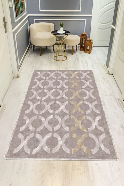 Modern Desenli Dijital Baskı Kaymaz Taban Halı H1032 Renkli 80 X 300 ürün görseli 1