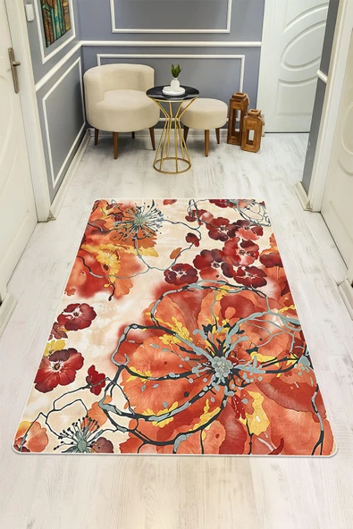 Modern Desenli Dijital Baskı Kaymaz Taban Halı H1083 Renkli 80 X 200 ürün görseli 1