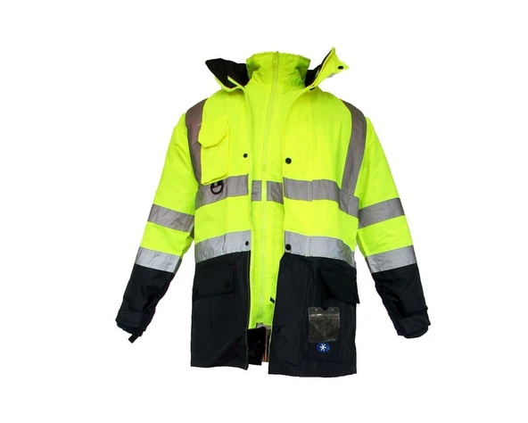 JUNIOR JN1003 Fosforlu Oxford 5+1 İçi Çıkmalı Parka Sarı Lacivert XL beden ürün görseli 1