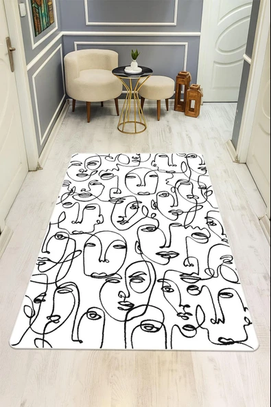 Modern Desenli Dijital Baskı Kaymaz Taban Halı H1124 Renkli 140 X 200 ürün görseli 1