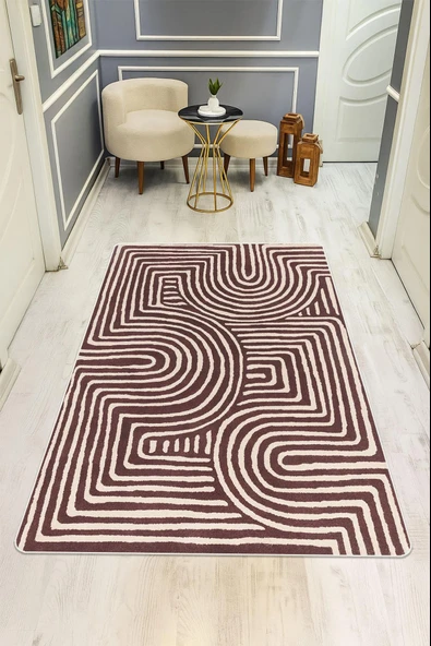 Modern Desenli Dijital Baskı Kaymaz Taban Halı H1126 Renkli 100 X 200 ürün görseli 1