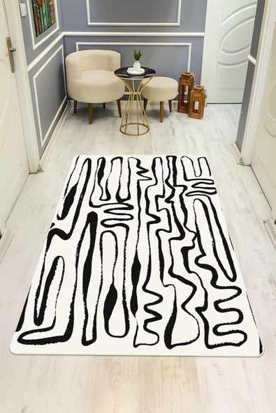 Modern Desenli Dijital Baskı Kaymaz Taban Halı H1087 Renkli 80 X 300 ürün görseli 1