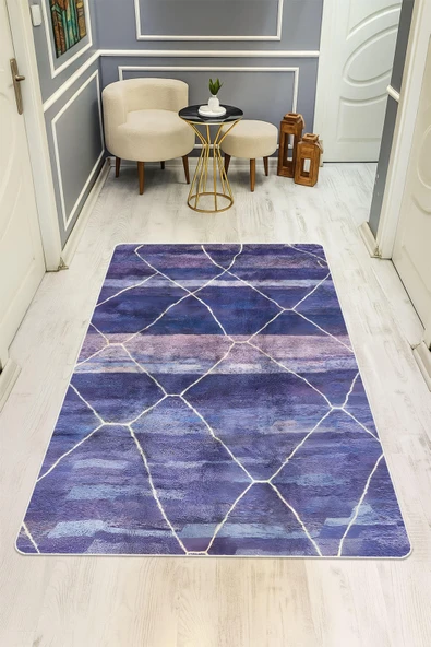 Modern Desenli Dijital Baskı Kaymaz Taban Halı H1040 Renkli 80 X 200 ürün görseli 1