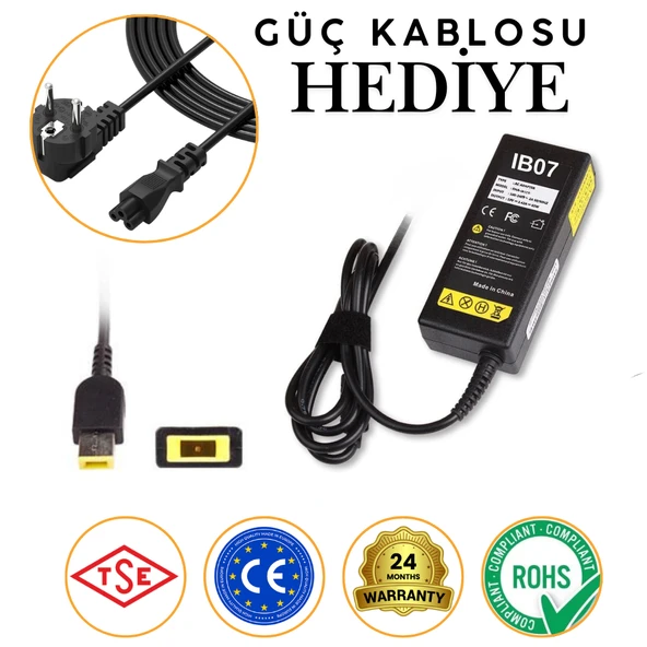 Lenovo ile Uyumlu ThinkPad E575 Versiyon 20H8  Adaptör, Şarj Aleti Cihazı 65W ürün görseli 1
