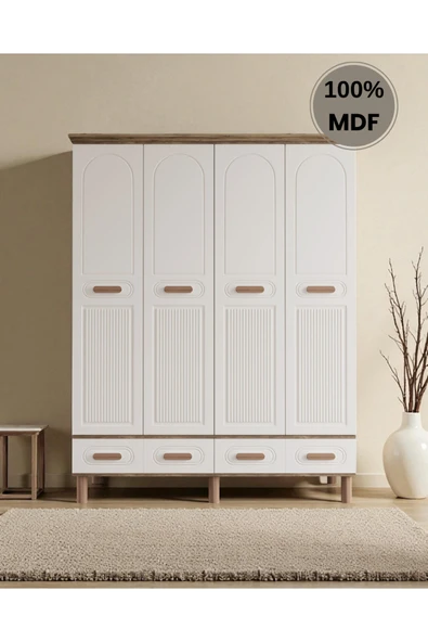 Home Comiet Perry 4 Kapaklı MDF Çekmeceli Aytaşı Gardırop ürün görseli 1