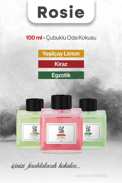 Yeşilçay Limon, Egzotik ve Kiraz 3'lü 100 ml Çubuklu Oda Kokusu ürün görseli 1