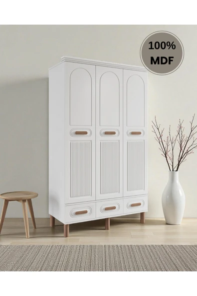 Home Comiet Pera 3 Kapaklı MDF Çekmeceli Gardırop ürün görseli 1