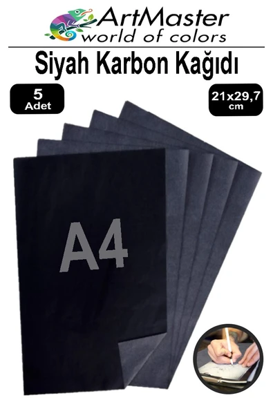 Karbon Kağıdı A4 Siyah 5 Adet 21x29,7 cm Transfer Kağıdı Kopya Kağıdı Renkli Karbon Kağıdı Ahşap Seramik Metal Cam ürün görseli 1