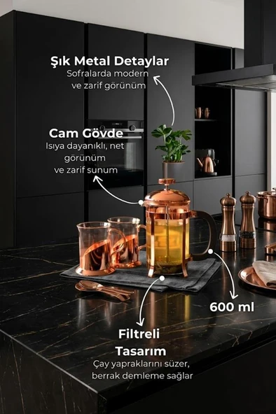 Bambum Holmes - French Press Set 600 Ml - Resim 3