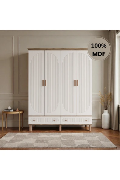 Home Comiet Sally 4 Kapaklı Mdf Çekmeceli Aytaşı Gardırop ürün görseli 1