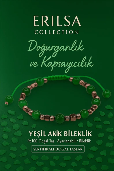 Sertifikalı Doğurganlık ve Bereket Bilekliği – Yeşil Akik Taşı – 6 mm Doğal Taş ürün görseli 1