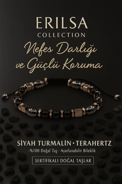Sertifikalı Nefes Darligi ve Astım Bilekliği - Siyah Turmalin ve Terahertz Dogal Tas 6 mm ürün görseli 1