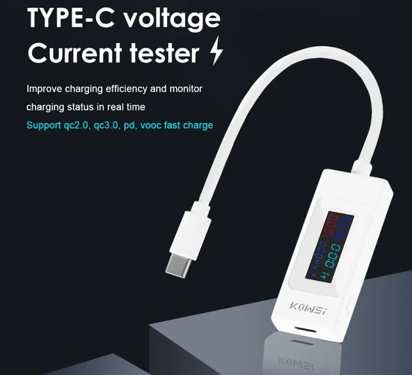 KABLOLU MACBOOK TYPE C USB TEST GERİLİM AMPER ÖLÇER - Resim 2