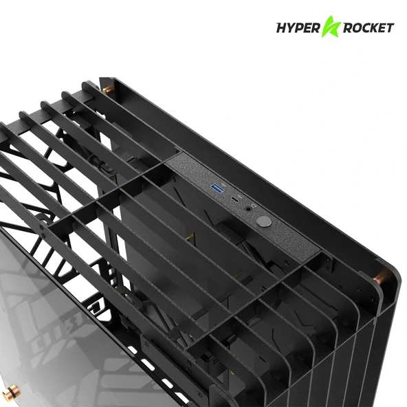 Hyper Rocket GRID M-ATX M-ITX Gaming Open Frame Siyah Oyuncu Kasası - Resim 7