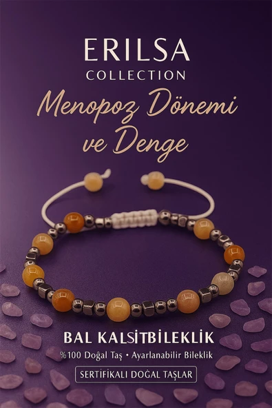 Sertifikalı Menopoz Dönemi Destek Bilekliği -  Bal Kalsit Terahertz Taşı Duygusal Hormonal Denge ürün görseli 1