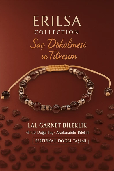Sertifikalı Saç Dökülmesi Destek ve Kan Akışı Güçlendirme Bilekliği - Lal Garnet ve Terahertz Taşı ürün görseli 1
