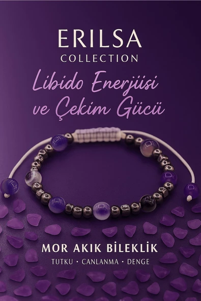 Sertifikalı Libido Enerjisi Artırma  Çekim Gücü Bilekliği - Mor Akik ve Terahertz 6 mm Doğal Taş ürün görseli 1
