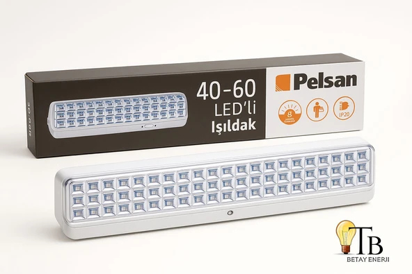 Pelsan 40 60 LED’li Şarjlı Işıldak  8 Saat Kesintisiz Işık Taşınabilir Acil Durum Lambası  IP20 ürün görseli 1