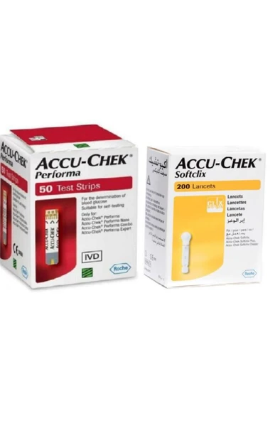 Accu Chek Performa Strip 50'Li + Softclix Lancet 200'Lü (SKT:05/2027) ürün görseli 1