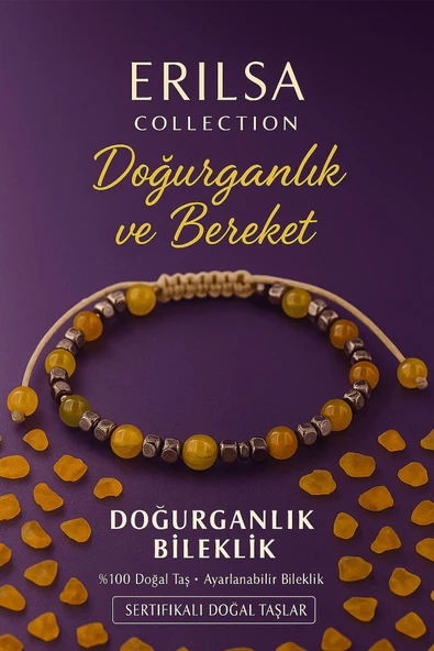 Sertifikalı Doğurganlık Bereket Yaşam Enerjisi Bilekliği – Sarı Akik ve Terahertz Doğal Taş ürün görseli 1