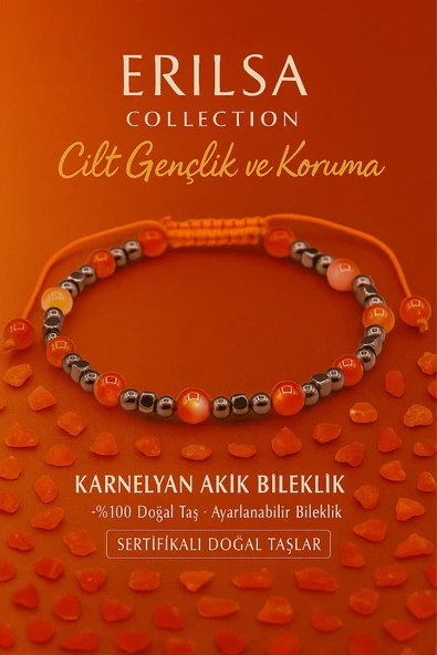 Sertifikalı Cilt Gençlik ve Cilt Güzelliği Bilekliği - Karnelyan Akik ve Terahertz Taşı ürün görseli 1