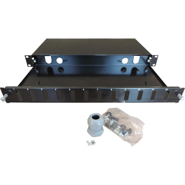 12 PORT 1U 19" Fiber Optik Patch Panel ürün görseli 1
