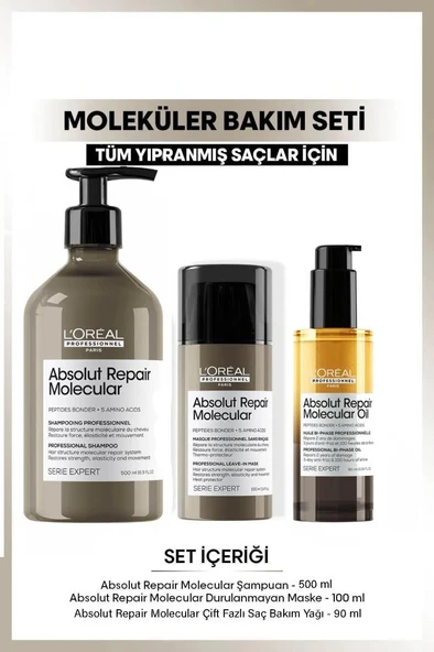 Loreal Professionnel Serie Expert Absolut Repair Molecular Saç Bakım Seti 500 ml ürün görseli 1